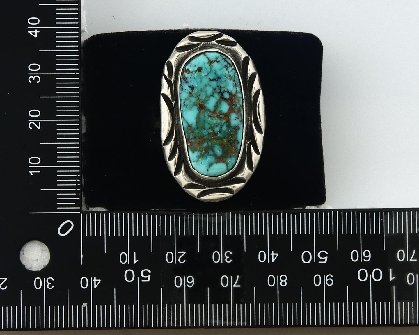 Vintage Navajo Ring 925 Sterling Silver Turquoise Signed C Montoya Size 8.25