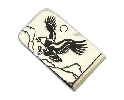 Navajo Eagle Money Clip .925 Silver & .999 Nickle Native American Artist C.80's