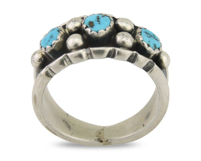 Navajo Ring 925 Silver Natural Blue Turquoise Native American Artist C.80's