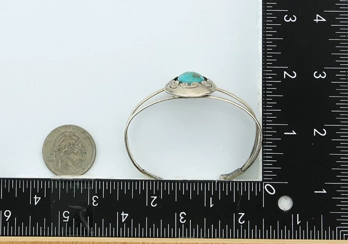 Navajo Cuff Bracelet 925 Sterling Silver Turquoise Vintage Handmade
