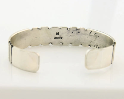 Navajo Cuff Bracelet Sterling Silver Natural Lapis Signed Gene Nataan Vintage