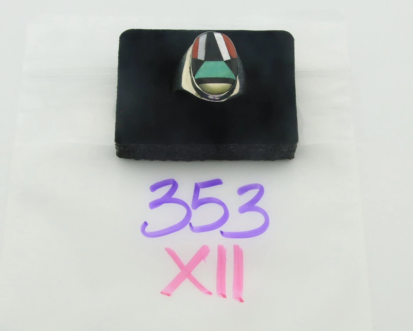 Men Navajo Ring Sterling Silver Natural Turquoise Size 10.5