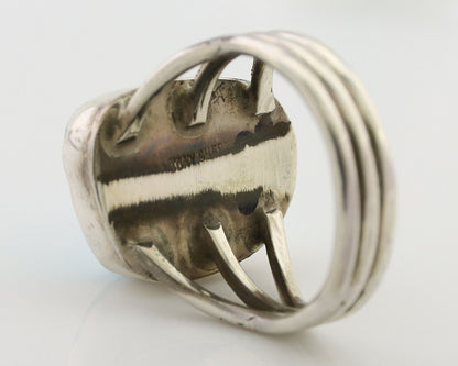 Navajo Ring 925 Silver Natural Blue Turquoise Signed Tony Guerro C.80's