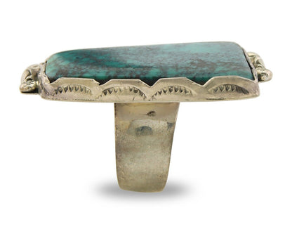 Navajo Ring 925 Sterling Natural Blue Turquoise Native Artist C.80's Size 7.5+