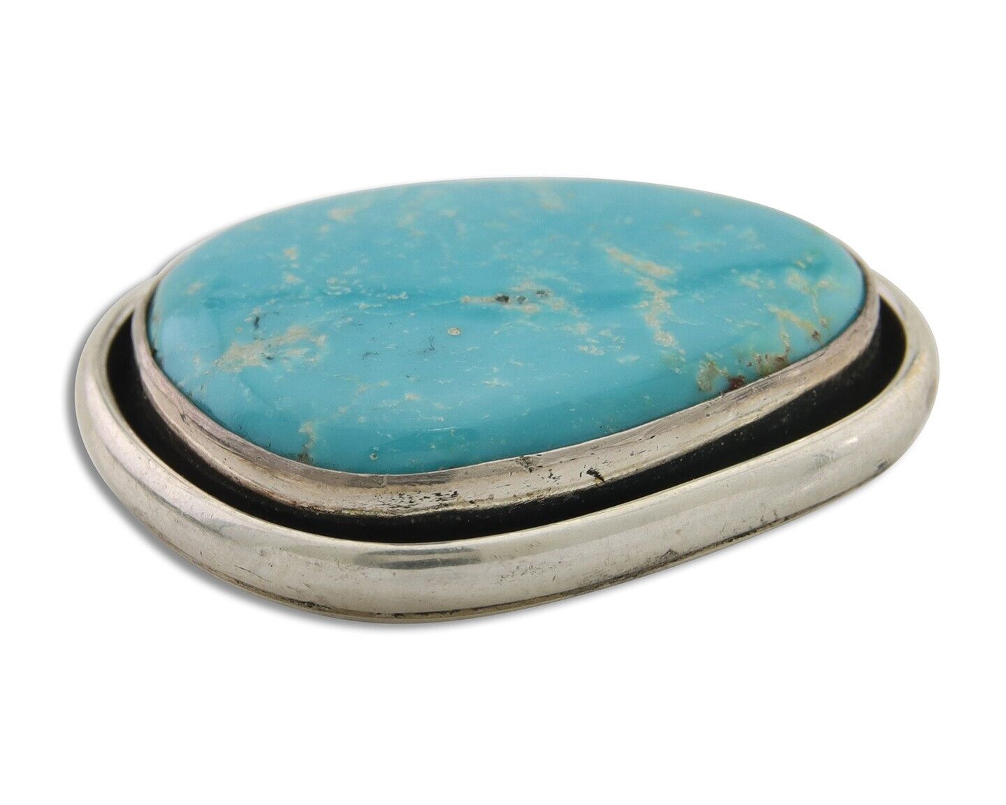 Navajo Pin Pendant 925 Silver Globe Turquoise Artist Signed Doug Zachary C.80's