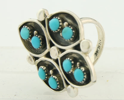 Vintage Zuni Ring 925 Sterling Authentic Natural Turquoise Native Artist Sz 5.75