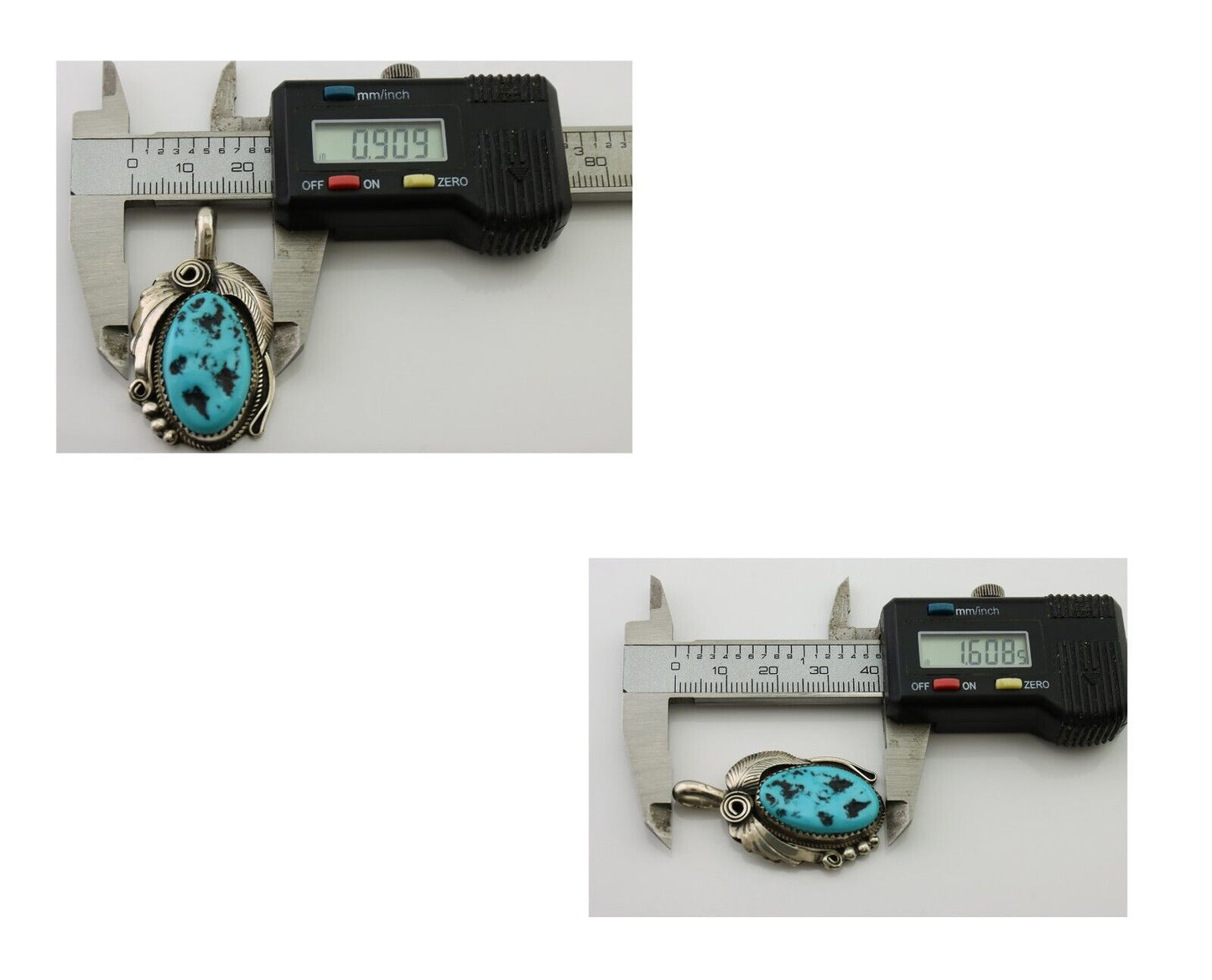 Navajo Pendant 925 Silver Sleeping B Turquoise Signed Justin Morris C.80's