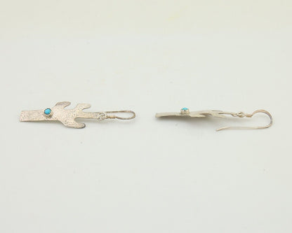 Navajo Cactus Earrings 925 Silver Natural Turquoise Native Artist C.80's