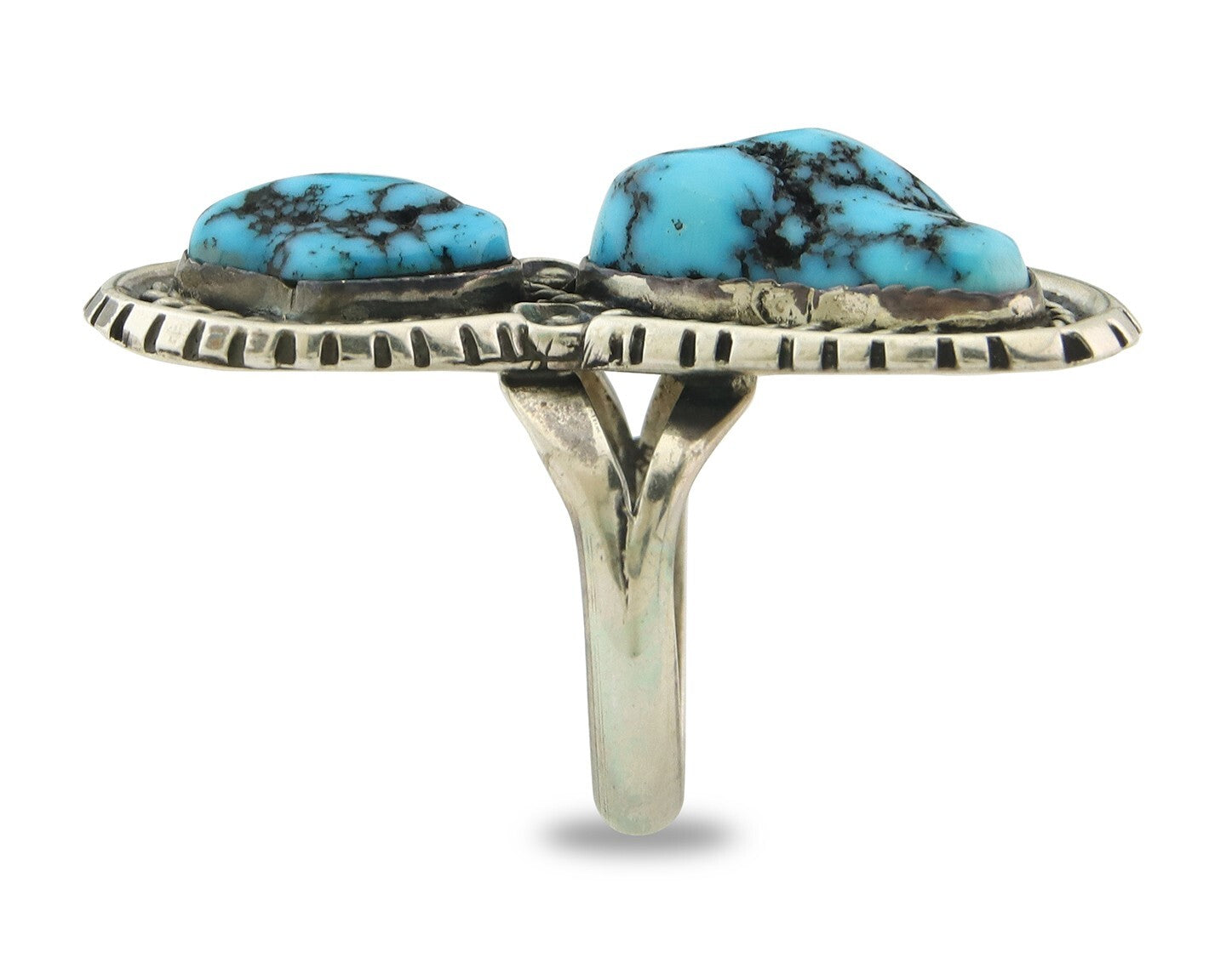 Vintage Navajo Ring 925 Sterling Silver Turquoise Signed Tom Willeto Size 6.5
