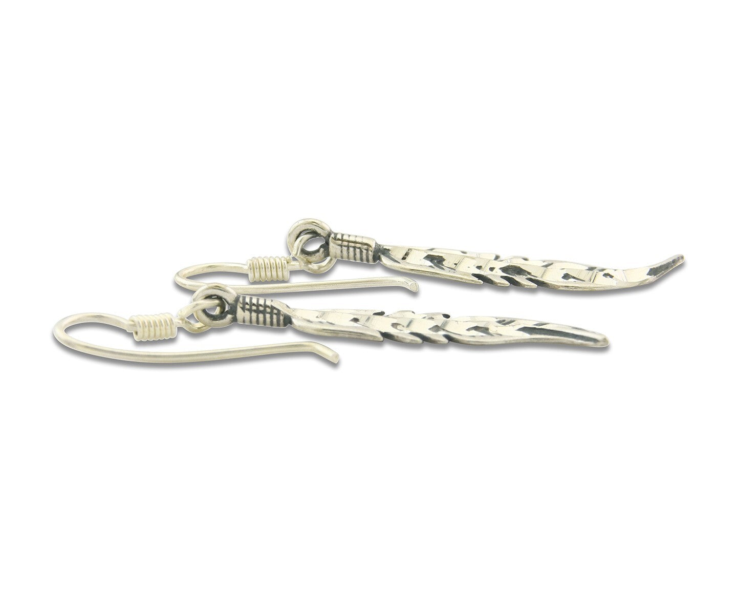 Navajo Feather Earrings Sterling Silver Dangle Vintage Authentic Signed Masha