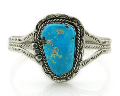 Navajo Cuff Bracelet Sterling Silver Turquoise Handmade Vintage Native Artist