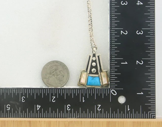 Navajo Necklace Sterling Silver Natural Blue Turquoise Vintage