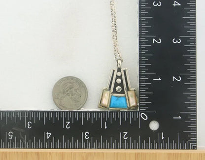Navajo Necklace Sterling Silver Natural Blue Turquoise Vintage