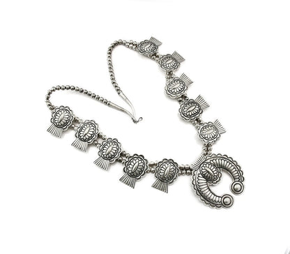 Navajo Squash Necklace Earring Set Sterling Silver Signed Carson Blackgoat
