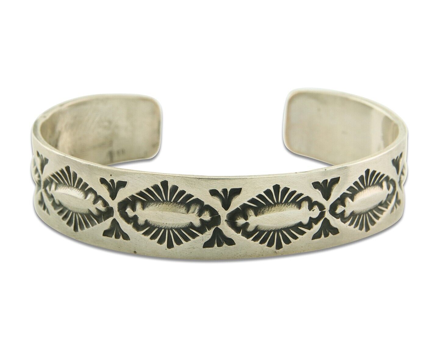 Navajo Bracelet 925 Silver Artist Signed Hand Stamped Handmade Cuff C.80's