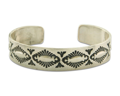 Navajo Bracelet 925 Silver Artist Signed Hand Stamped Handmade Cuff C.80's