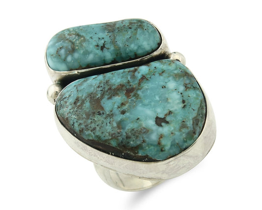 Vintage Navajo Ring 925 Sterling Silver Turquoise Signed David Zachary Size 8.0