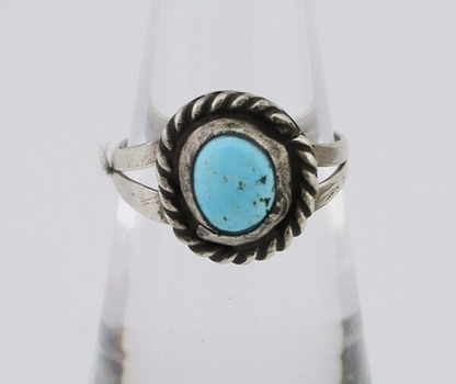 Navajo Ring 925 Silver Kingman Turquoise Native American Artist C.80's