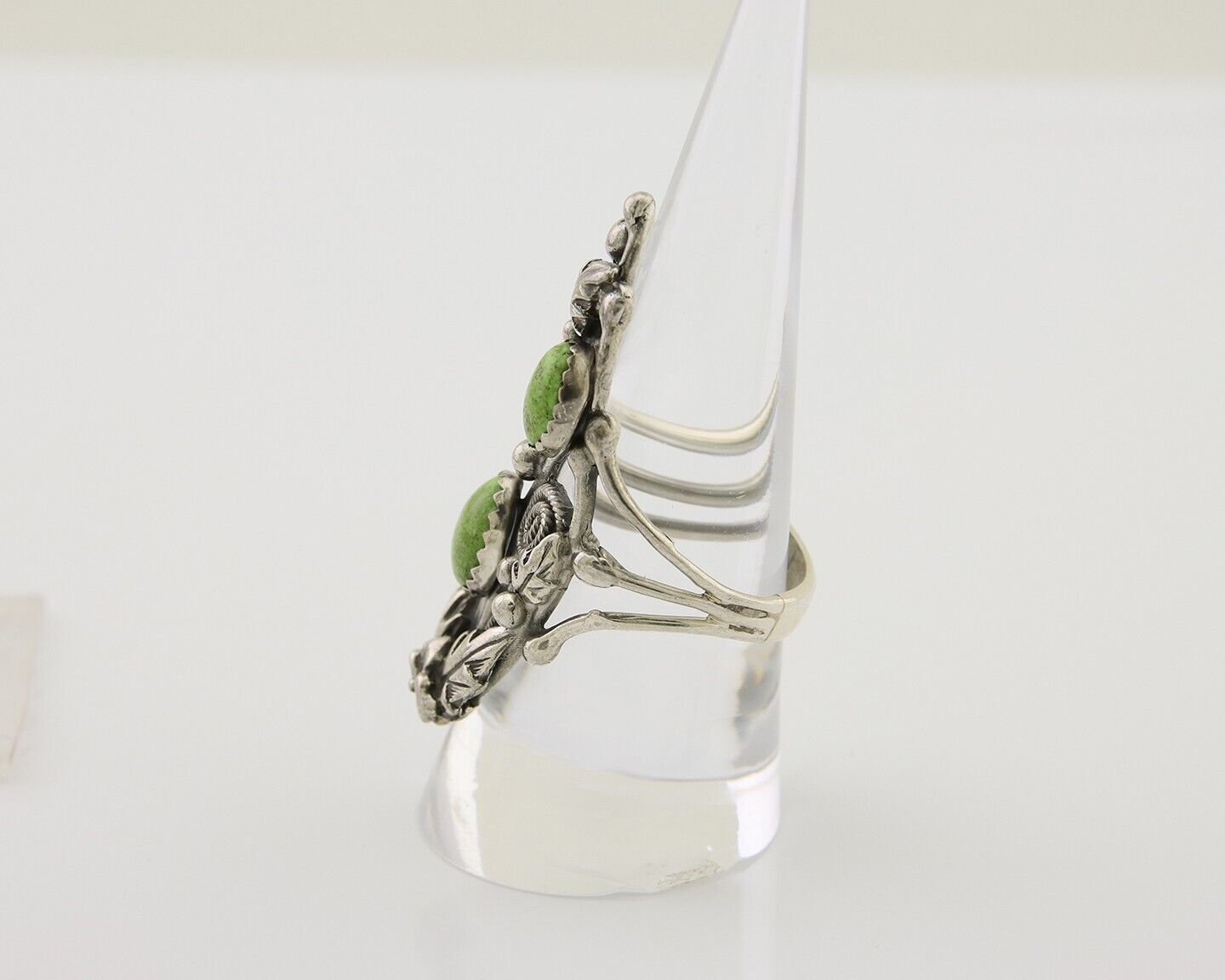Navajo Ring 925 Silver Natural Gaspiete Artist Signed Prairie Fire C.80's
