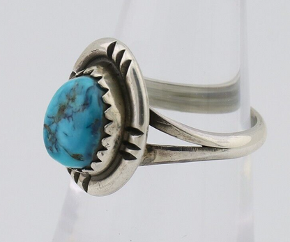 Navajo Ring 925 Silver Kingman Turquoise Native American Artist C.80's