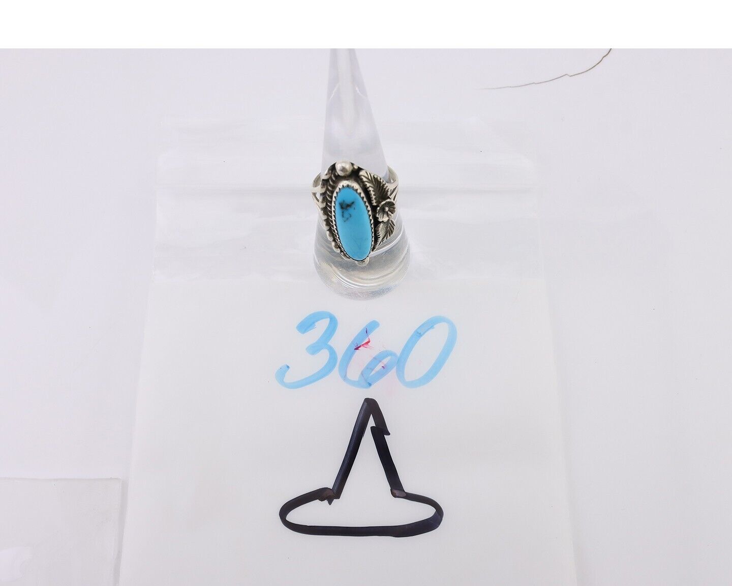 Navajo Ring 925 Silver Sleeping Beauty Turquoise Artist Signed SC C.80's
