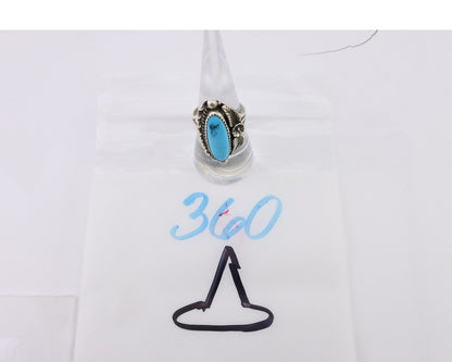 Navajo Ring 925 Silver Sleeping Beauty Turquoise Artist Signed SC C.80's