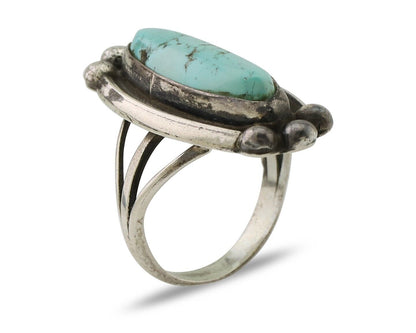 Navajo Turquoise Ring 925 Silver Native Artist Signed Sunrise Size 6.0 C.80's