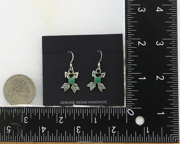 Navajo Arrow Earrings Sterling Silver Turquoise Handmade Vintage Native Artist