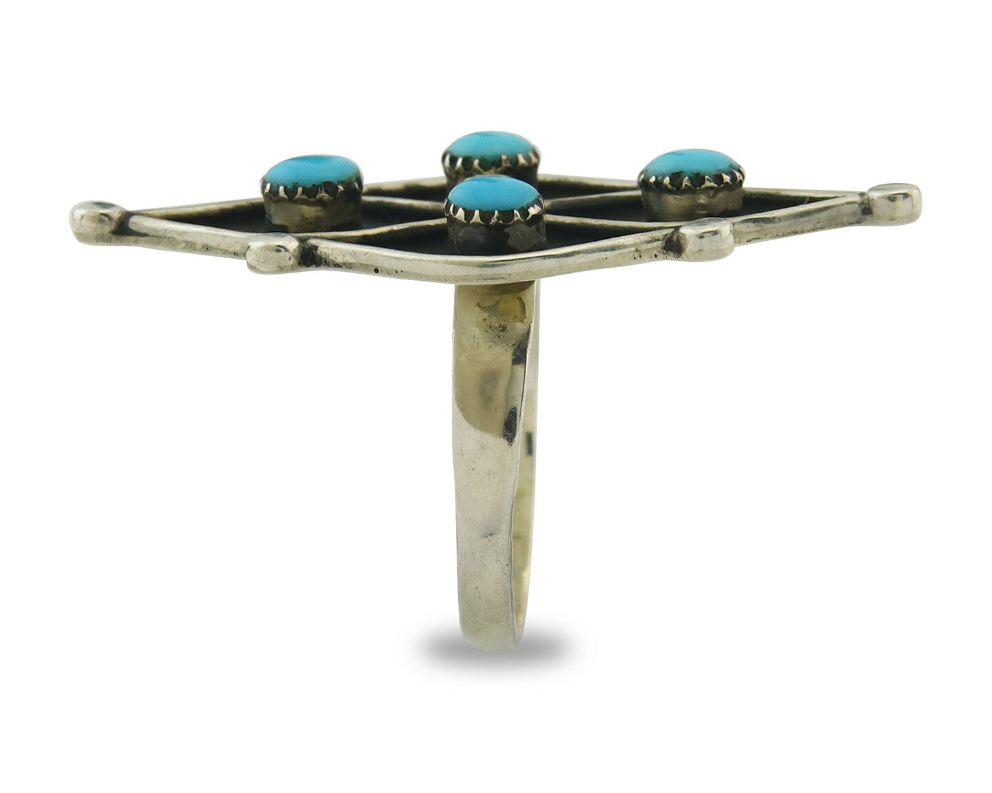 Vintage Zuni Ring 925 Sterling Authentic Natural Turquoise Native Artist Size 8