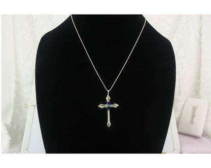 Navajo Cross Necklace Sterling Silver Authentic Natural Gemstones Signed M