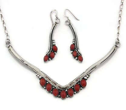 Navajo Squash Necklace Earring Set Sterling Silver Signed Lester Jackson C.80's