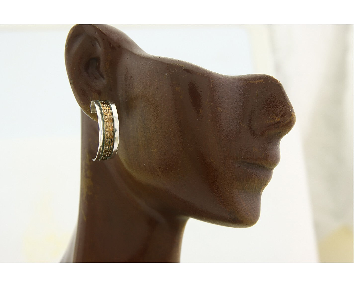 Navajo Hoop Earrings 925 Silver & Gold Artist Signed Randall Endito C.80's