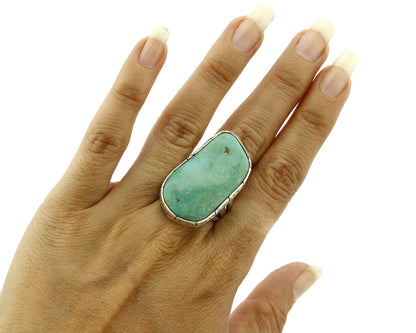 Navajo Signed L. Bennette .925 SOLID Silver Natural Turquoise Ring