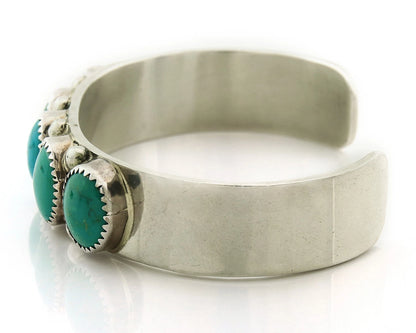 Navajo Cuff Bracelet 925 Sterling Silver Turquoise Vintage Signed C Jones
