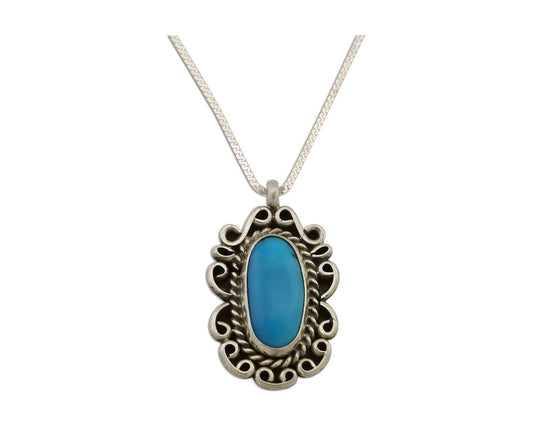 Navajo Necklace Pendant 925 Silver Turquoise Artist Wayne Etsitty C.80's