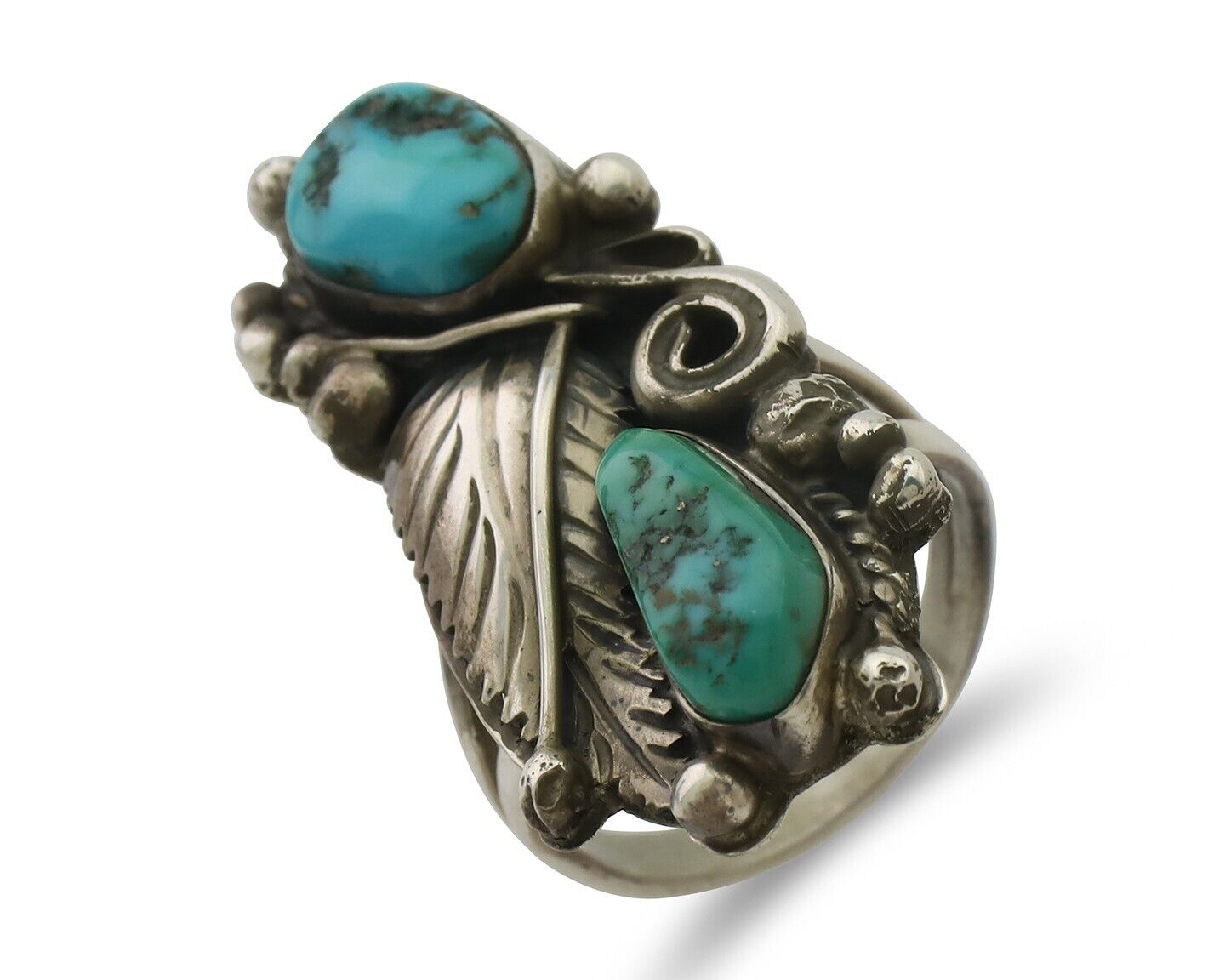 Navajo Ring 925 Silver Sleeping Beauty Turquoise Native American Artist C.80's