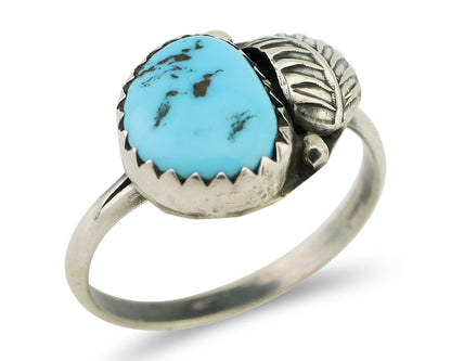 Navajo Ring 925 Silver Sleeping Beauty Turquoise Native American Artist C.80's