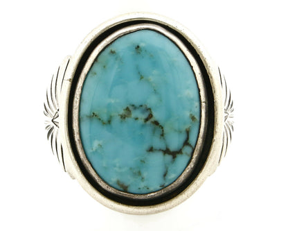 Navajo Ring .925 SOLID Silver Kingman Turquoise Signed Artist Doug Zachary C.80s