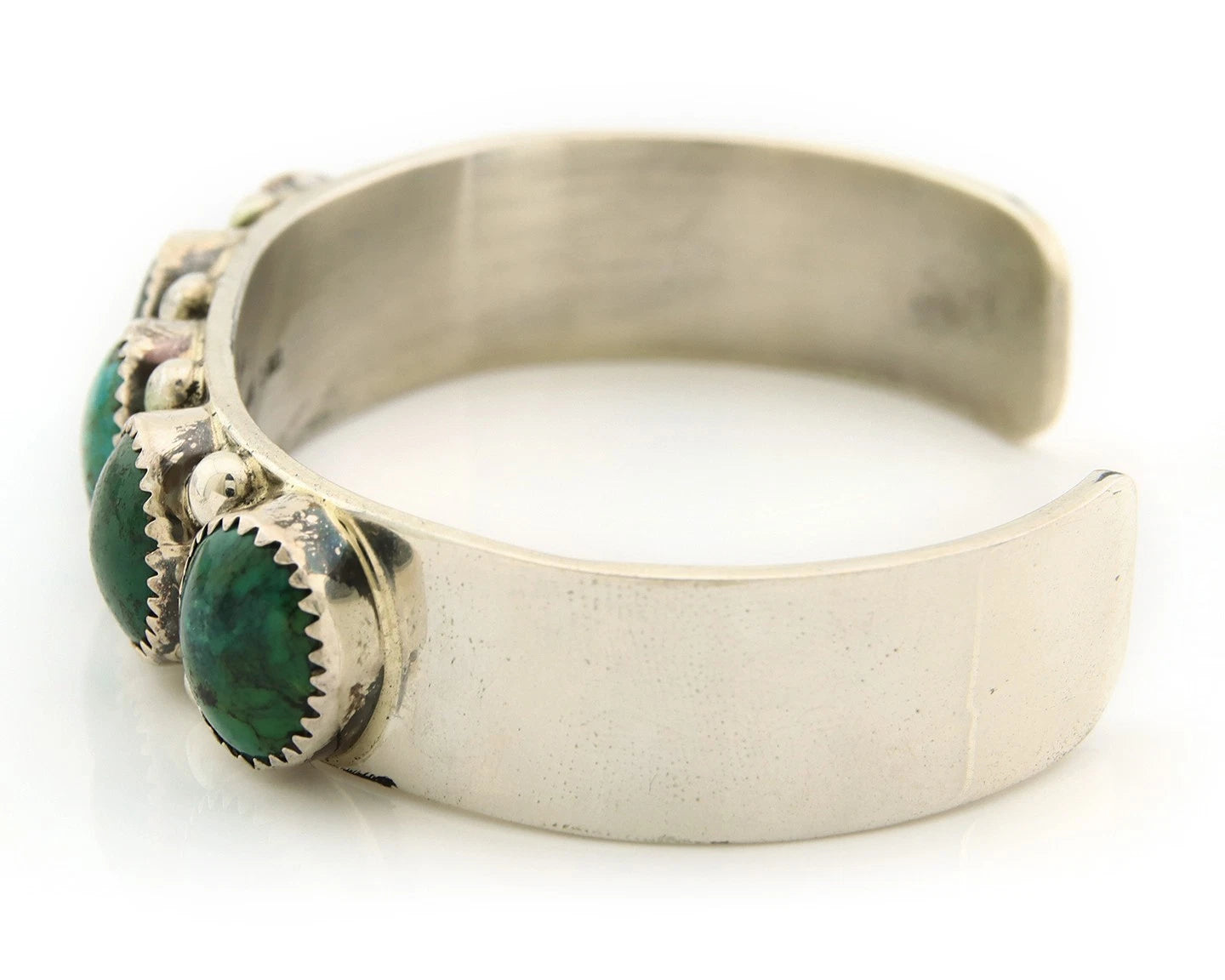 Navajo Cuff Bracelet Sterling Silver Turquoise Vintage Native Art Signed C Jones