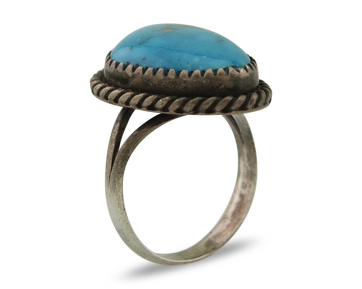 Navajo Ring 925 Silver Blue Turquoise Native American Artist C.80's