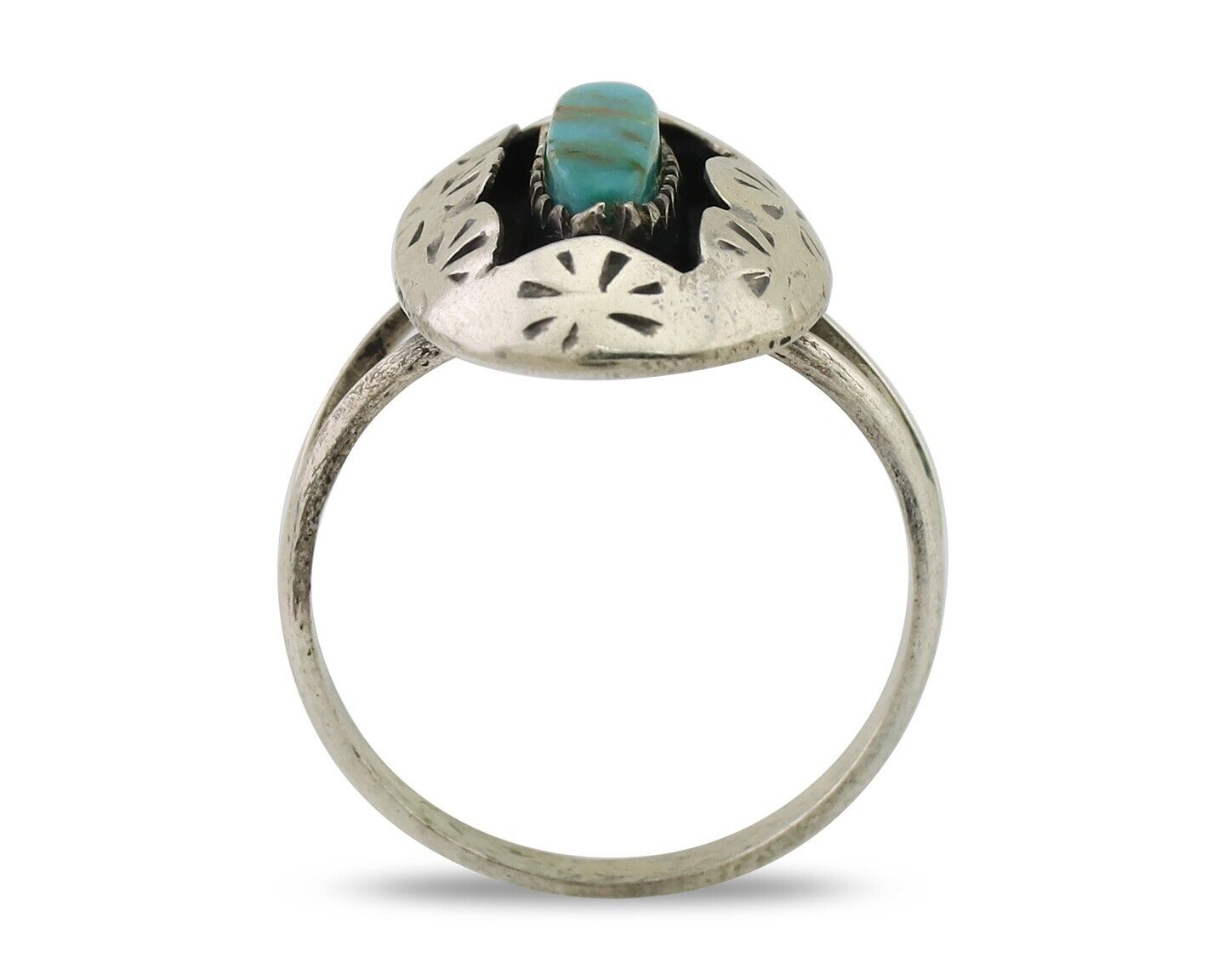 Navajo Ring 925 Silver Natural Blue Turquoise Native American Artist C.80's