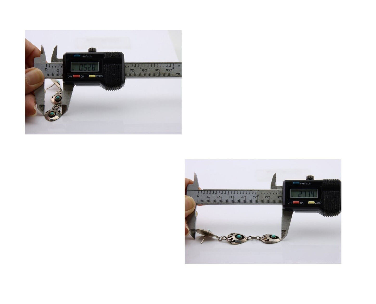 Navajo Paw Earrings 925 Silver Kingman Turquoise Native American Artist C.80's