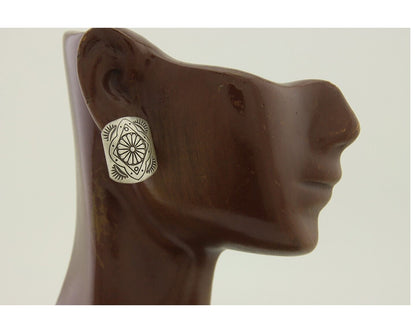 Navajo Concho Earrings 925 Silver Native American Artist C.80's