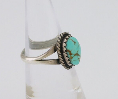 Navajo Ring 925 Silver Kingman Turquoise Native American Artist C.80's