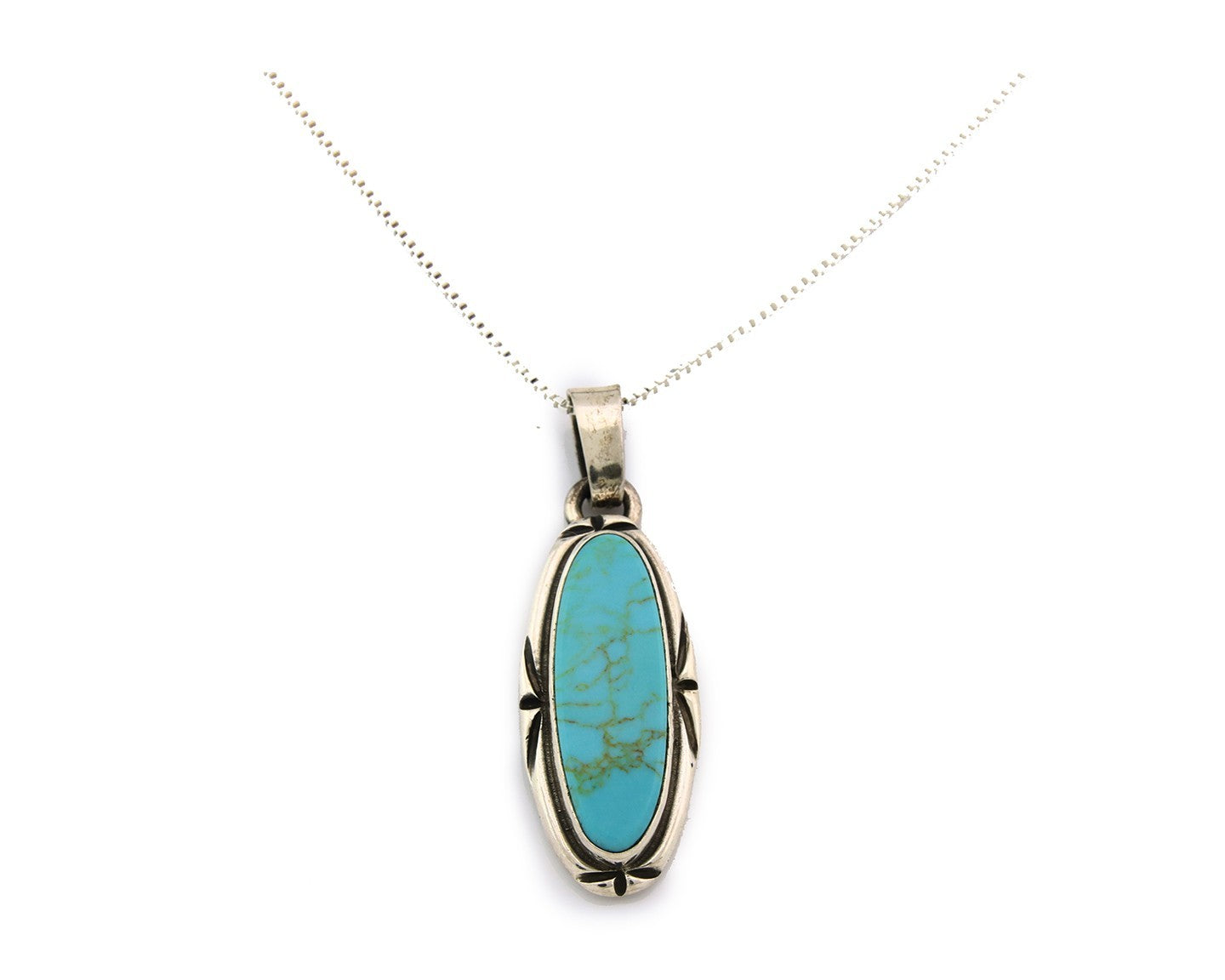 Navajo Necklace Sterling Silver Authentic Turquoise Vintage Native Artist