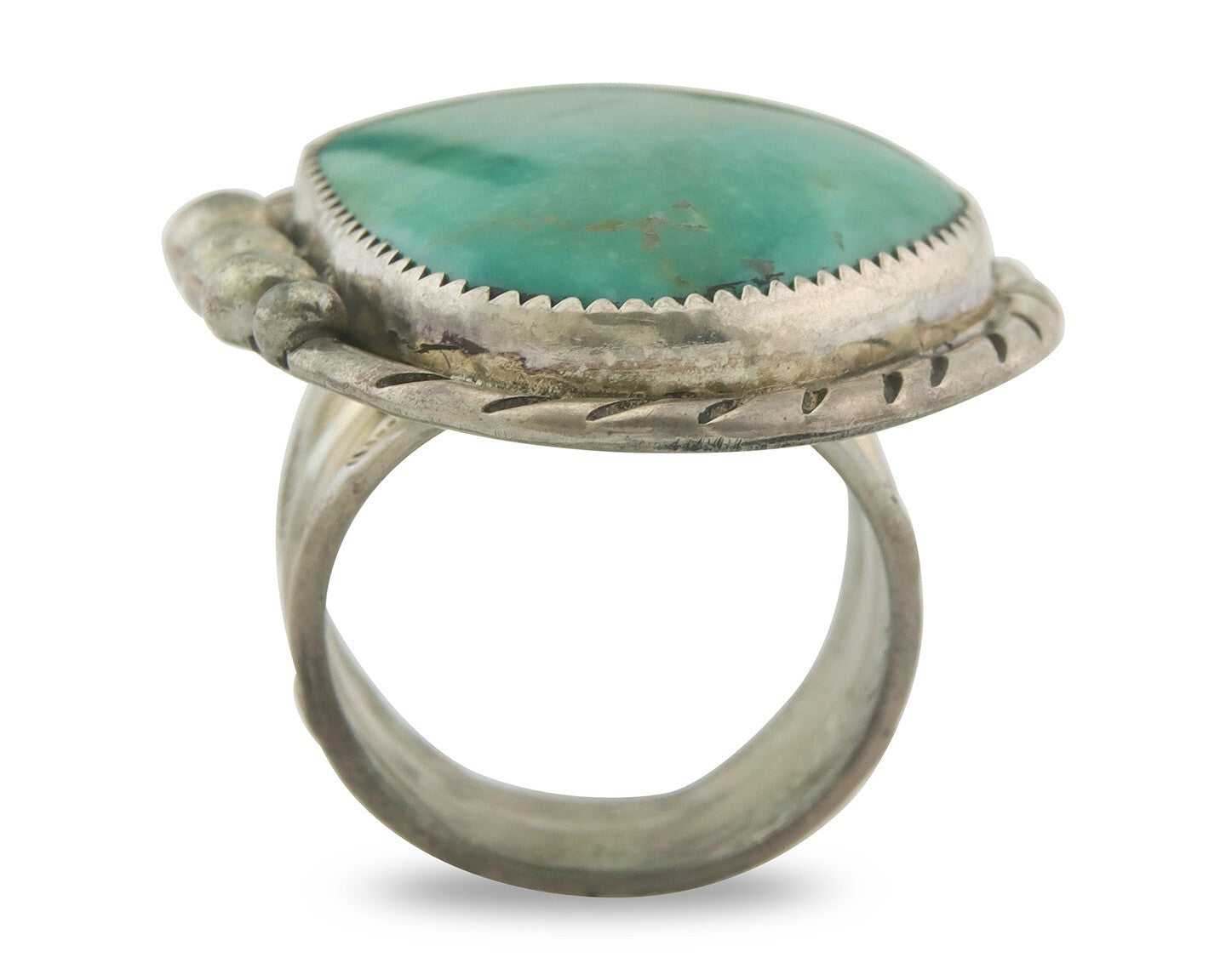 Vintage Navajo Ring 925 Sterling Turquoise Signed Richard Hoskie Size 10.5