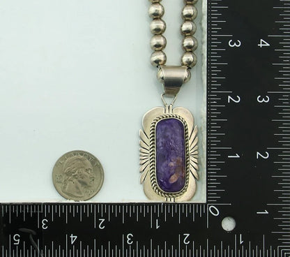 Navajo Bead Necklace 925 Sterling Silver Chaolite Vintage Signed Mark Yazzie