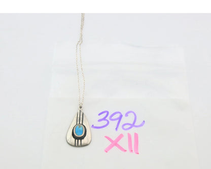 Navajo Necklace Sterling Silver Natural Blue Turquoise Vintage Handmade