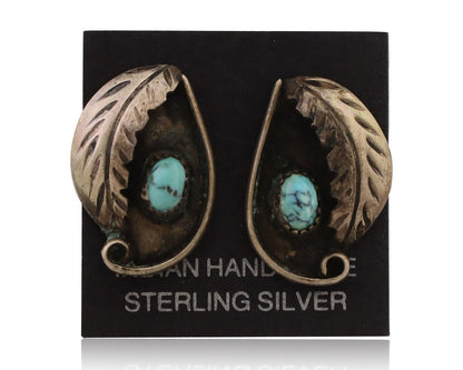 Navajo Earrings 925 Silver Natural Turquoise Native American Artist C.80's