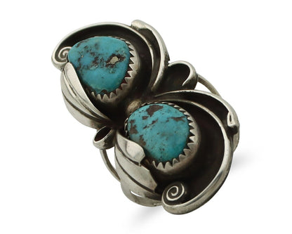 Navajo Ring 925 Silver Morenci Turquoise Native American Artist C.80's